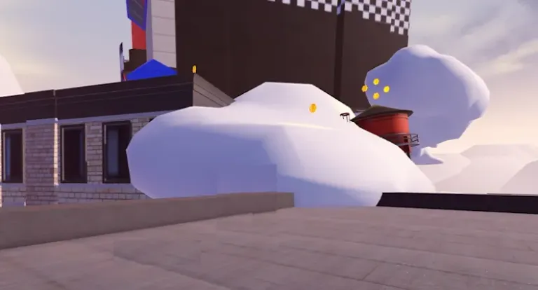 12. Turn left and jump on another cloud, then jump to the rooftop on the left.